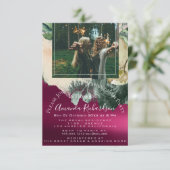 Vrijgezellenfeest Foto Maroon Floral Birthday MARS Kaart (Staand voorkant)