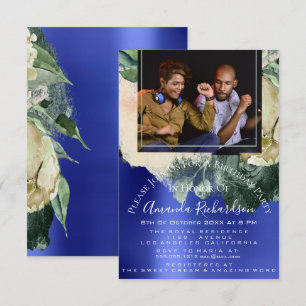 Vrijgezellenfeest Foto Maroon Floral Birthday Part Kaart