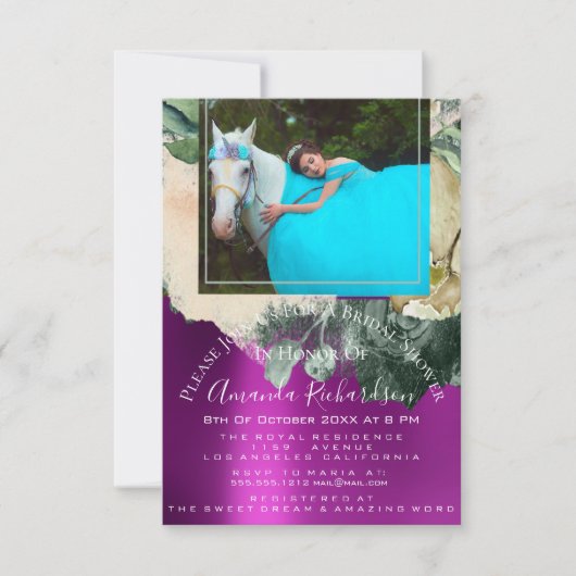 Vrijgezellenfeest Foto Roze Floral Birthday Unicor Kaart (Voorkant)