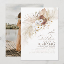 Vrijgezellenfeest Foto van Earthy and White Flower Kaart