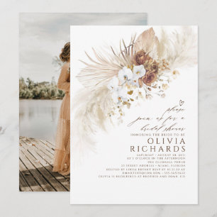 Vrijgezellenfeest Foto van Earthy and White Flower Kaart