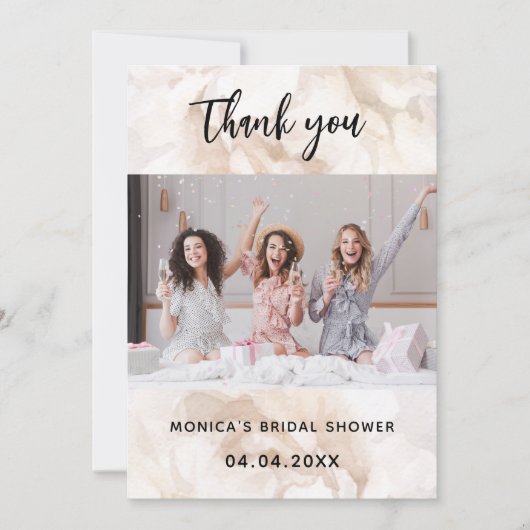 Vrijgezellenfeest foto wit florje bedankt kaart (Voorkant)