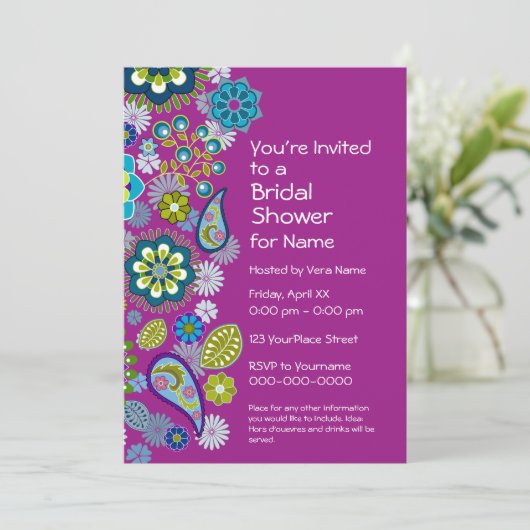 Vrijgezellenfeest - Fun Floral Pattern - magenta Kaart (Staand voorkant)