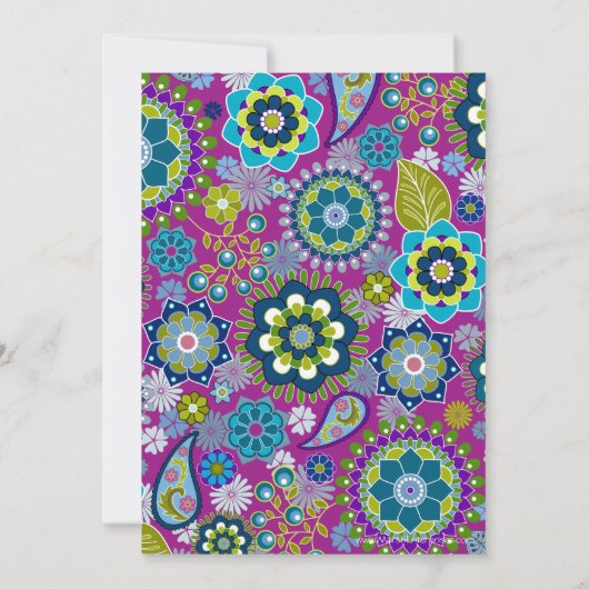 Vrijgezellenfeest - Fun Floral Pattern - magenta Kaart (Achterkant)