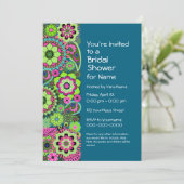 Vrijgezellenfeest: Fun Floral Pattern roze groen b Kaart (Staand voorkant)