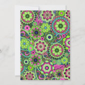 Vrijgezellenfeest: Fun Floral Pattern roze groen b Kaart (Achterkant)