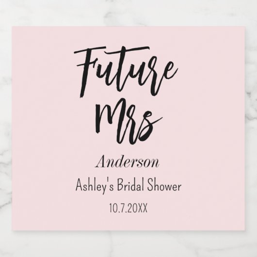 Vrijgezellenfeest Future Mrs Blush Pink Bier Etiket (Enkel label)