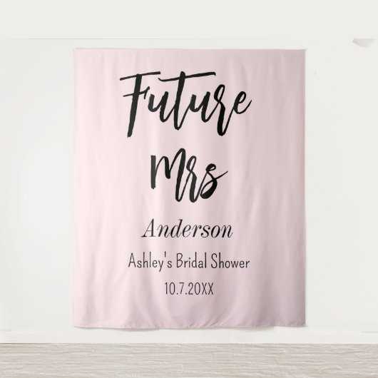 Vrijgezellenfeest Future Mrs Blush Pink Wandkleed (Voorkant)