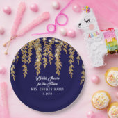 vrijgezellenfeest Future Mrs Navy Gold Willow Leaf Papieren Bordje (Feest)
