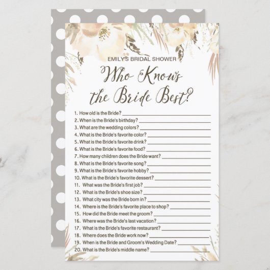 Vrijgezellenfeest game (Voorkant / Achterkant)