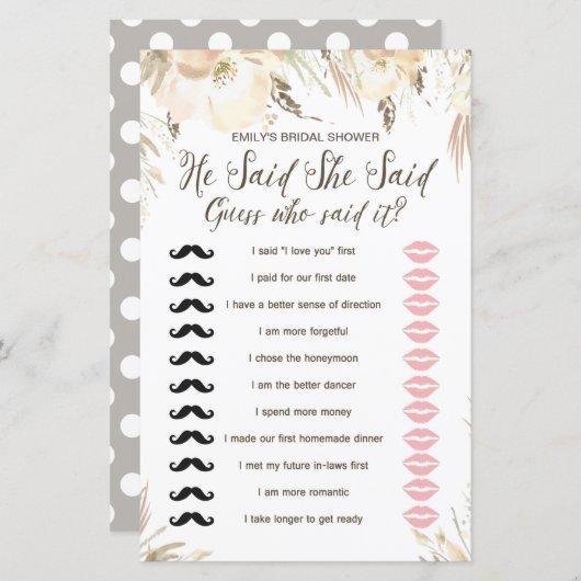 Vrijgezellenfeest game (Voorkant / Achterkant)