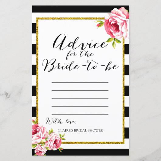 Vrijgezellenfeest game - Advies voor bride (Voorkant)