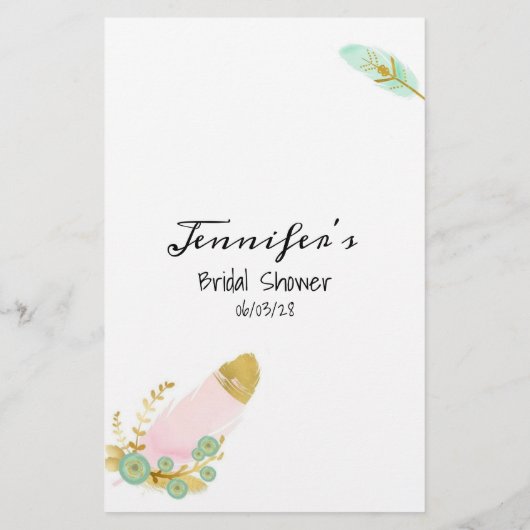 Vrijgezellenfeest Game Boho Feathers raden de Dres Flyer (Achterkant)