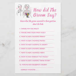 Vrijgezellenfeest game Card Wat heeft Groom gezegd Flyer