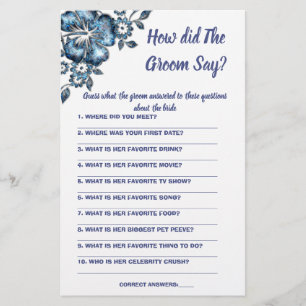 Vrijgezellenfeest game Card Wat heeft Groom gezegd Flyer