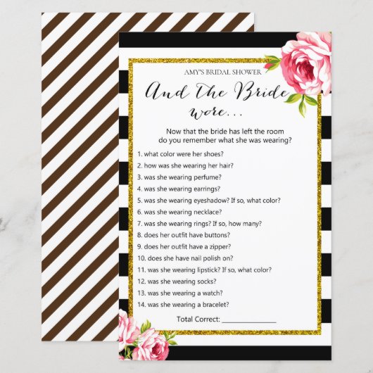 Vrijgezellenfeest Game en de bride Wore.. (Voorkant / Achterkant)