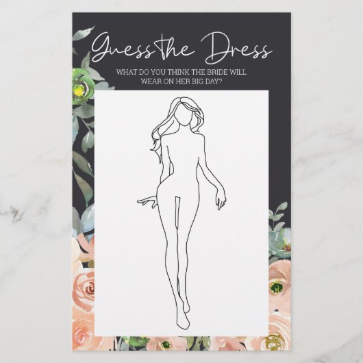 Vrijgezellenfeest Game Floral Raad de dreskaart Flyer (Voorkant)