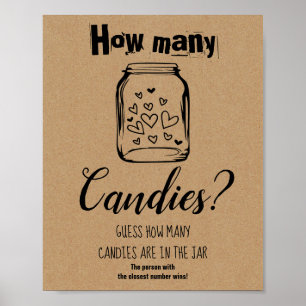 Vrijgezellenfeest game Hoeveel Snoepjes onderteken Poster