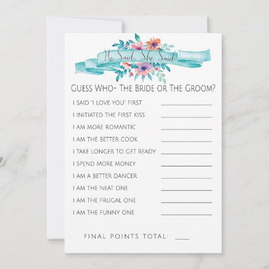 Vrijgezellenfeest game kaart (Achterkant)