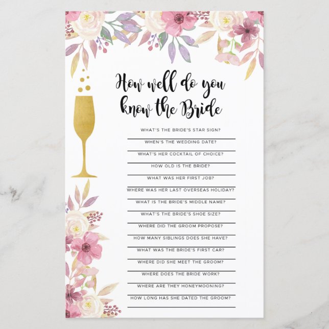 Vrijgezellenfeest game ken je de bruidschampagne (Voorkant)