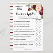 Vrijgezellenfeest Game Ove of under Marsala Flower (Voorkant / Achterkant)