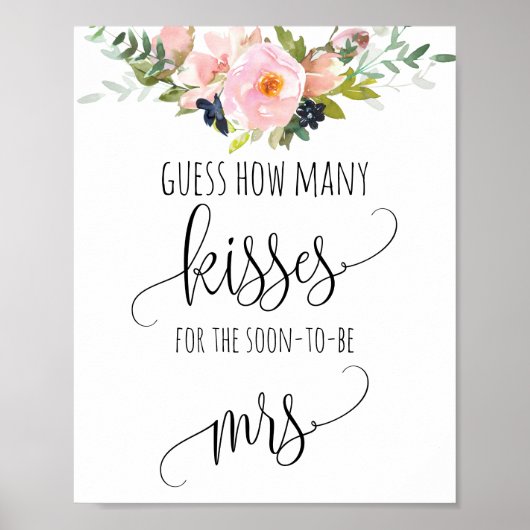 Vrijgezellenfeest game raad hoeveel Kisses Poster (Voorkant)