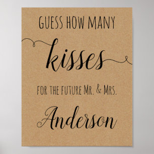 Vrijgezellenfeest game raad hoeveel Kisses Poster