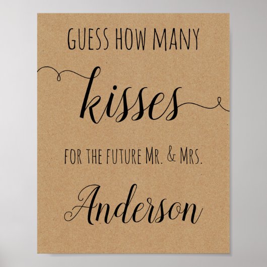 Vrijgezellenfeest game raad hoeveel Kisses Poster (Voorkant)