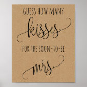 Vrijgezellenfeest game raad hoeveel kussen je krij poster (Voorkant)