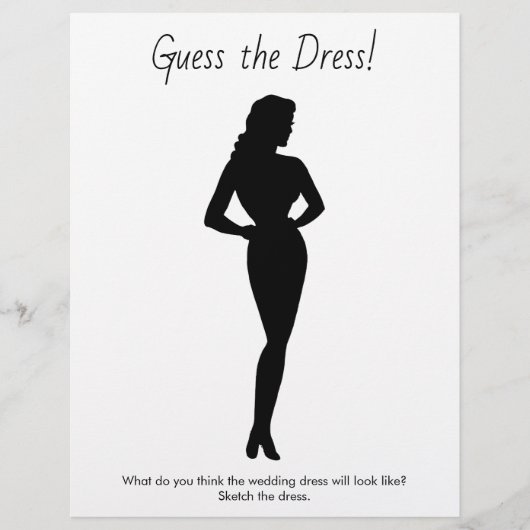 Vrijgezellenfeest Game Schets de trouwjurk Flyer (Voorkant)