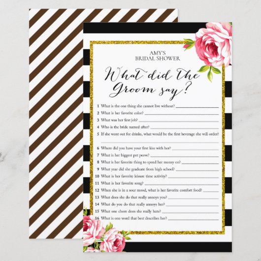Vrijgezellenfeest Game - Wat heeft de Groom gezegd (Voorkant / Achterkant)