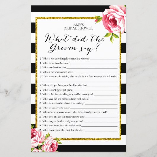 Vrijgezellenfeest Game - Wat heeft de Groom gezegd (Voorkant)