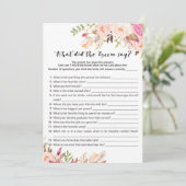 vrijgezellenfeest Game - Wat heeft de Groom gezegd Kaart (Staand voorkant)