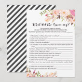 vrijgezellenfeest Game - Wat heeft de Groom gezegd Kaart (Voorkant / Achterkant)