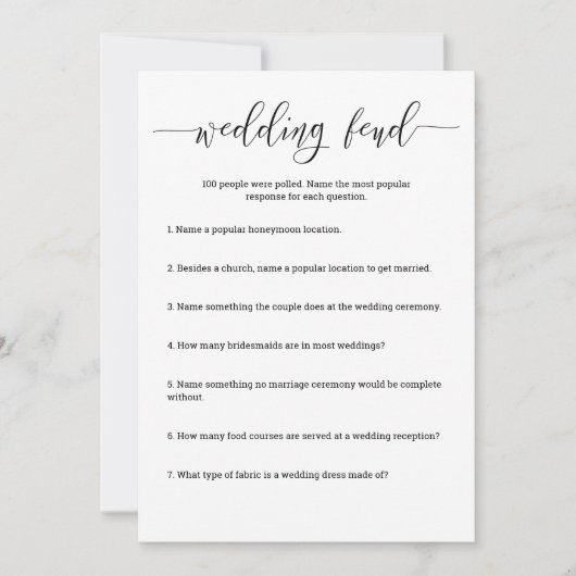 Vrijgezellenfeest Game Wedding Feud Kaart (Voorkant)