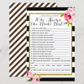 Vrijgezellenfeest Game - Wie kent Bride Best (Voorkant / Achterkant)