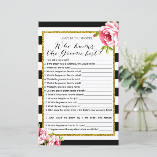 Vrijgezellenfeest Game - Wie kent Groom Best (Staand voorkant)