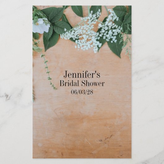 Vrijgezellenfeest Game Wood Floral raad het dress Flyer (Achterkant)