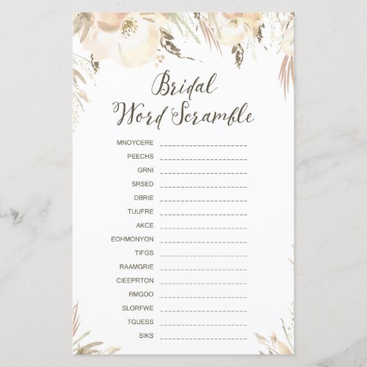 Vrijgezellenfeest game - Word Scramble (Voorkant)