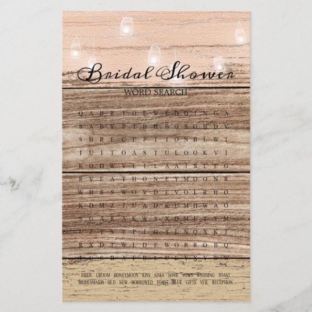 Vrijgezellenfeest game Word Search Rustic Wood Lan (Voorkant)