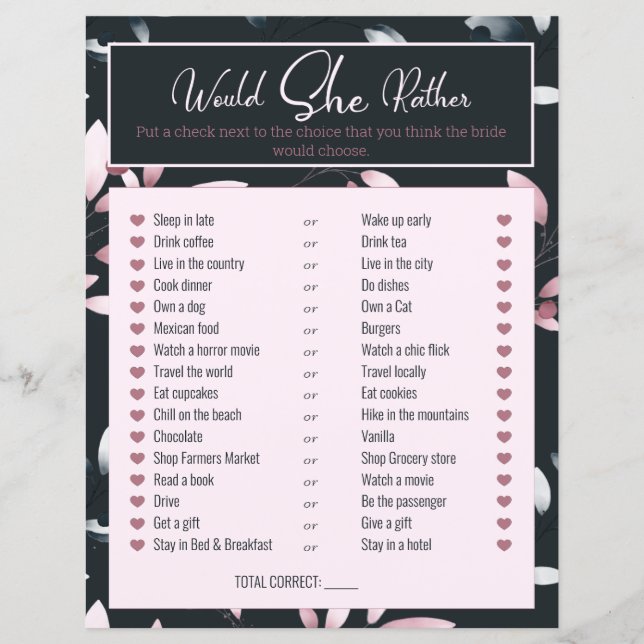 Vrijgezellenfeest Game zou ze eerder roze marine z (Voorkant)