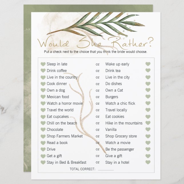 Vrijgezellenfeest Game zou ze liever hebben dan go (Voorkant / Achterkant)