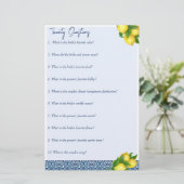 Vrijgezellenfeest games 20 vragen spel briefpapier (Staand voorkant)