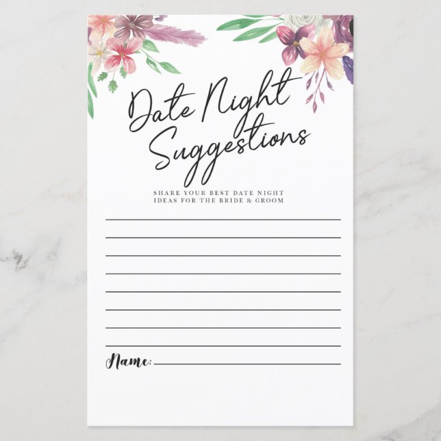 Vrijgezellenfeest Games Date Night Suggestions Flo (Voorkant)