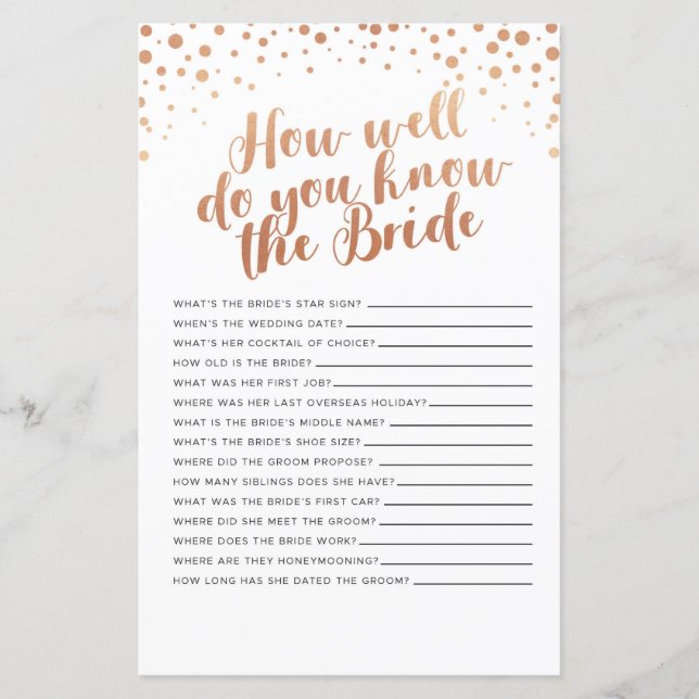 Vrijgezellenfeest games hoe goed je de bride kent (Voorkant)