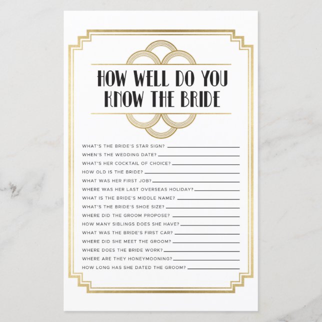 Vrijgezellenfeest games Hoe goed ken je Art Deco (Voorkant)