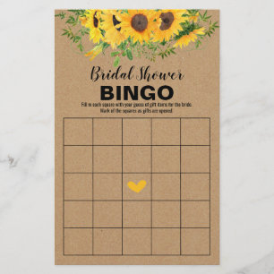 Vrijgezellenfeest Games Rustic Sunflower Bingo Kaa Flyer