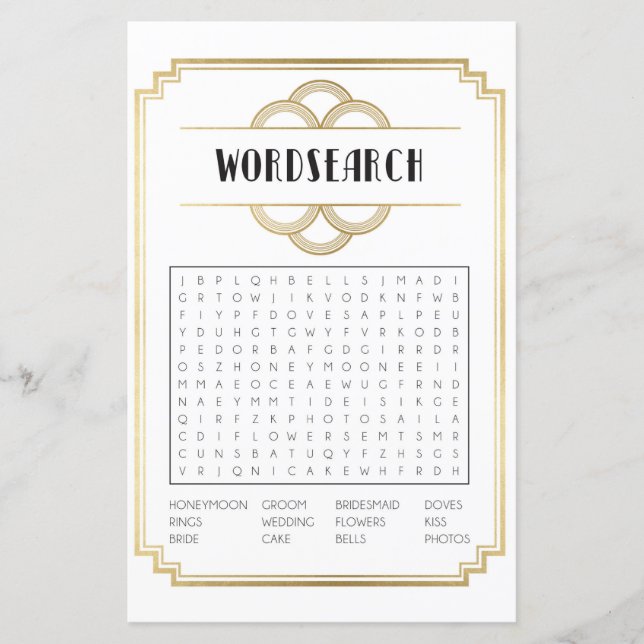 Vrijgezellenfeest games Word Search Game Art Deco  (Voorkant)
