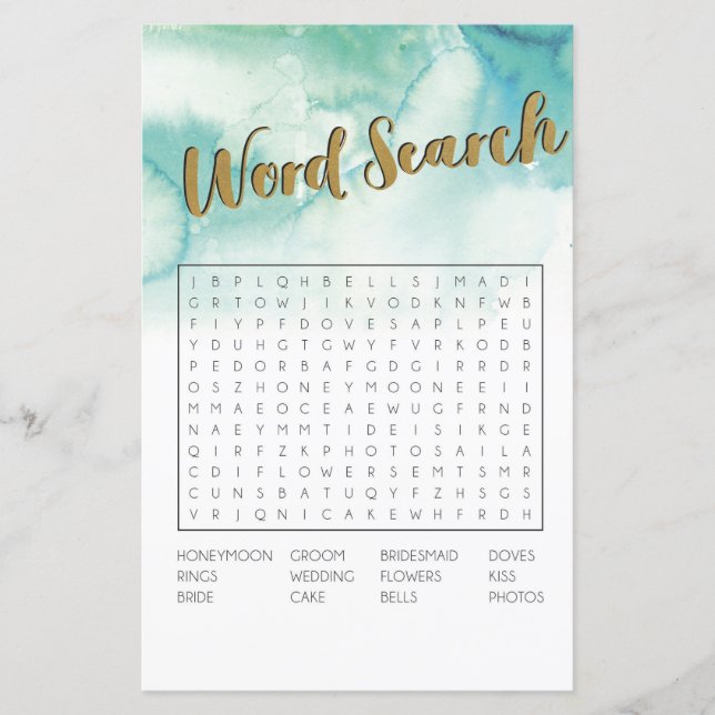Vrijgezellenfeest games Word Search Game Blue Gold (Voorkant)