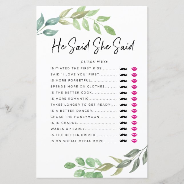 Vrijgezellenfeest Games zei dat ze Game Greenery z (Voorkant)